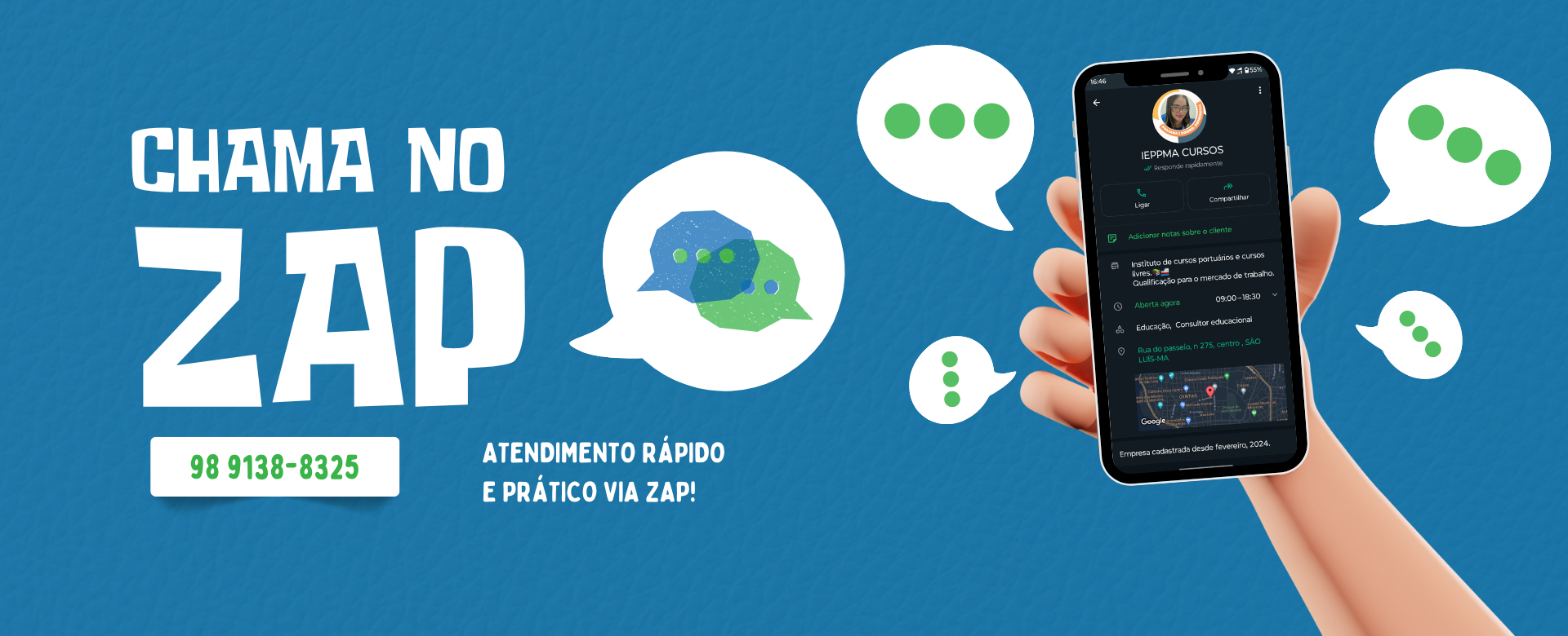 Banner de site para atendimento via zap